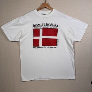 Rare Vintage Danish Souvenir Copenhagen Kobenhavn Art T-Shirt Size XL DENMARK